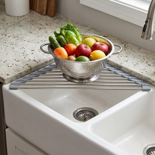 Nonrust Steel Corner Sink Dish Drainer Rack Triangle-Black 1