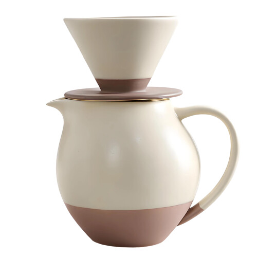 La cafetière manuelle en céramique verse plus de 830 ml-Beige.