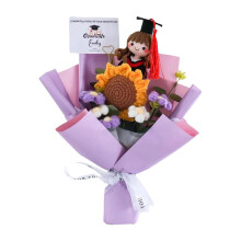 Joli bouquet de remise de diplôme tricoté avec poupée-F