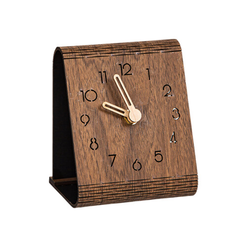 Horloge de Table analogique sur support,-Couleur bois foncé