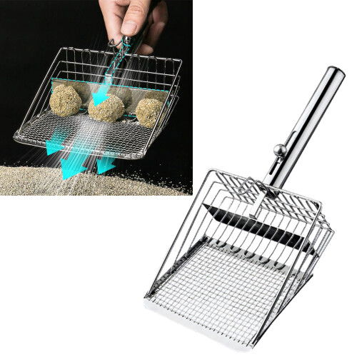 Ergonomischer Griff, Metall-Katzenstreuschaufel mit feinen 1
