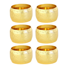 6 Piece Artistic Textured Napkin Clip Embossed Floral-Gold