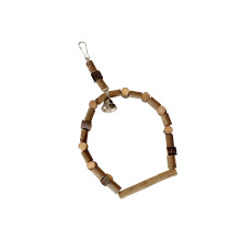 Stable Wood Bird Perch Swing Toy With Bells For Parrots-small