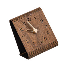 Small Table Clock Shelf Desk Clock Silents No-Dark wood color