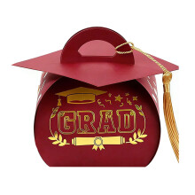 Stylish Paper Graduation Cap Decorative Box Ideal For-Red