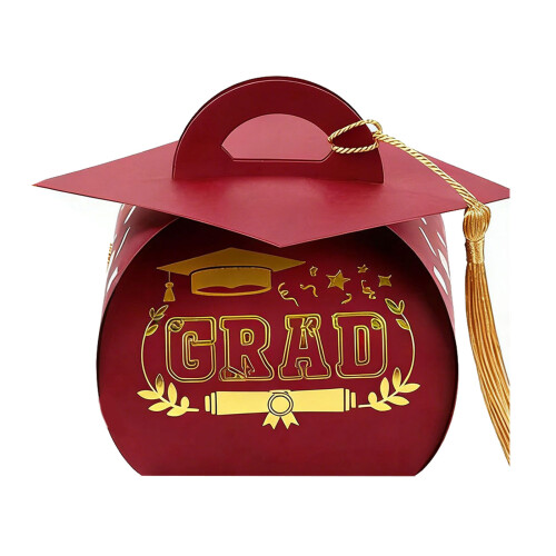 Stylish Paper Graduation Cap Decorative Box Ideal For-Red