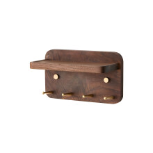 Porte-clés élégant avec base en bois et 4 attaches en laiton-h