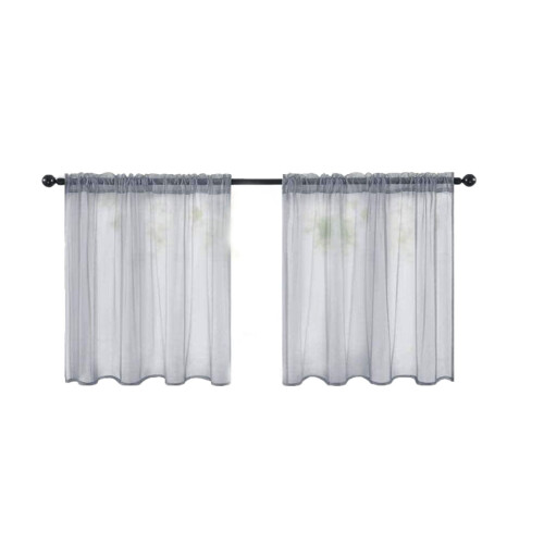 Faux Linen Sheer Curtains for Bathroom & Kitchen – 2 Pack 1