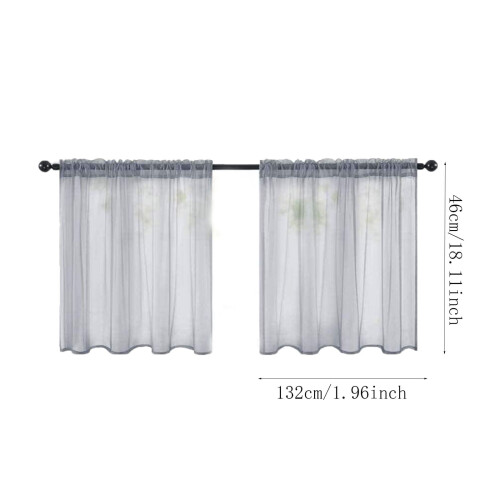 Faux Linen Sheer Curtains for Bathroom & Kitchen – 2 Pack 2