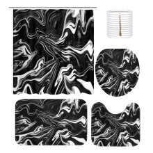 Ensemble de rideau de douche 4 pièces 183 x 183 cm avec tapis antidérapant