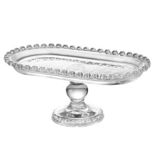 Plateau de service en cristal sur pied pour fruits, desserts et
