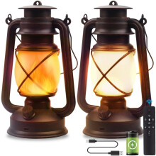 Vintage LED-kampeerlantaarn met vlameffect, 4 standen, USB