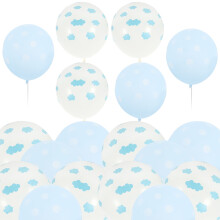 100 ballons en latex en forme de nuage, bleus et blancs