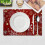 Set van 4 kerstplacemats, 30 x 45 cm, rood vlas 1