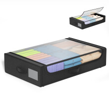 Coffre de rangement sous lit à roulettes – 53 L, noir