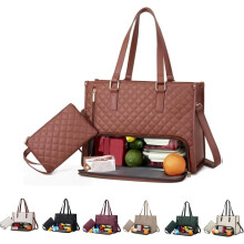 Sac fourre-tout pour ordinateur portable femme avec compartiment à lunch isotherme