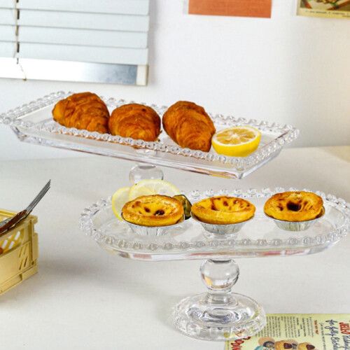 Krystalglas serveringsbakke med fod til snacks og desserter 1