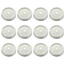 12-delige set deksels voor weckpotten met rietjesopening, metalen deksels met brede opening