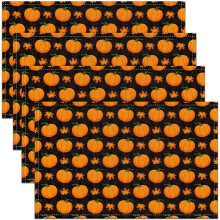 Herfst pompoen tafelmatten 12x18 inch, set van 4