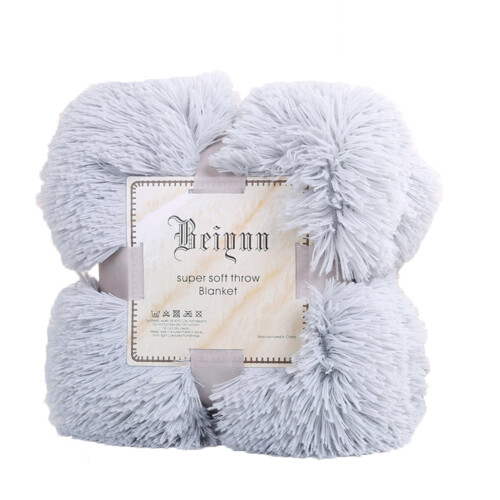 Faux Fur Throw Blanket 80 x 120 cm Grey 1