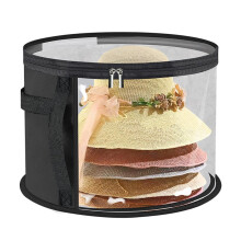 Boîte de rangement transparente pour chapeau avec fermeture éclair, pliable, 42 x 42 x 26 cm