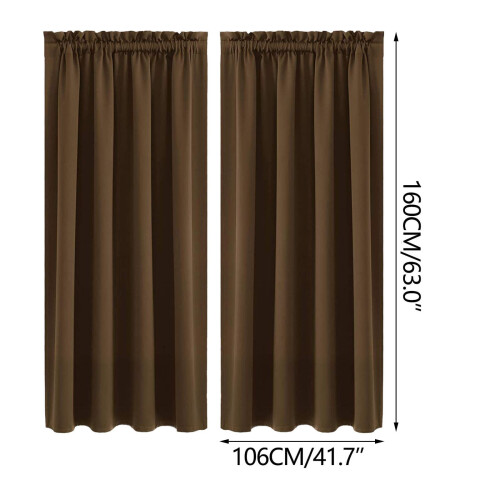 Blackout Curtain Panel Brown Thermal Insulated 41.7"x63" 2