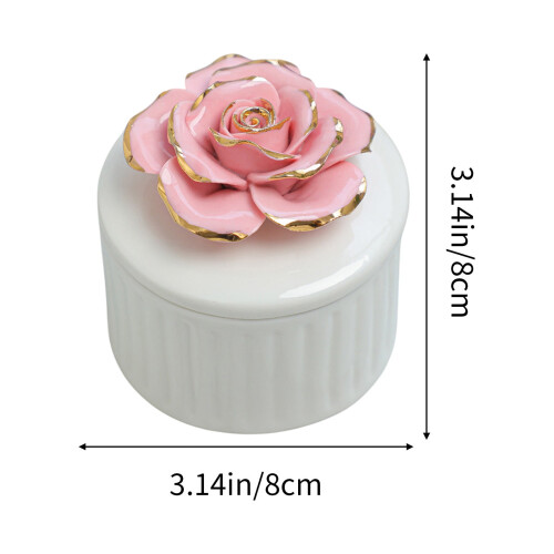 Rosa Keramik-Vorratsdose mit Deckel – Handbemalter Schmuck 2