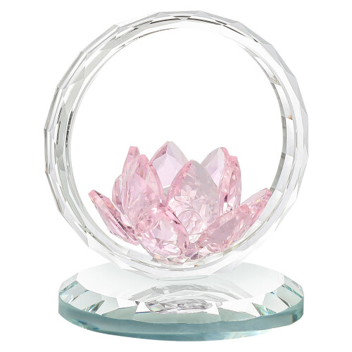 Krystal lotusblomstfigur – lyserød, blyfrit glas, 1 stk. 1