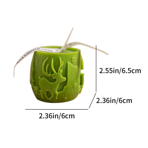 Spiral Wave Pillar Candle Winter Elk Embossed 2.5 In 2