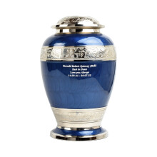 Companion Cremation Urn for Two Adult Ashes Blue Aluminium Memorial Urn with Personalised Engraving