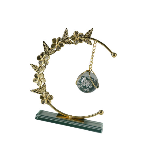 Crystal Sphere with Metal Wreath Desktop Ornament for Unique-D