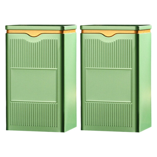 Decorative Metal Tea Container For Home Use Tinplate-Green L
