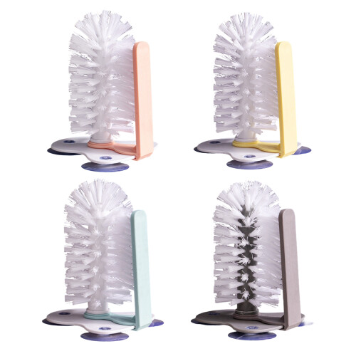 360 Degree Rotating Cup Brush With Suction Base For-Yellow 1