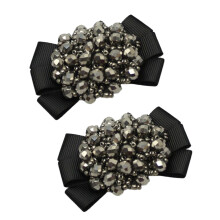 Crystal Beaded Shoe Accents Elegant Grosgrain-black silver