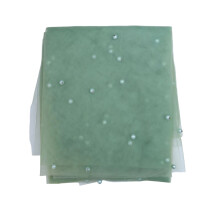 Romantics Tulle Table Runner With Pearls Beaded For-Light Green
