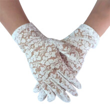 Sheer Lace Gloves Breathable Handwear Short Gloves For-White
