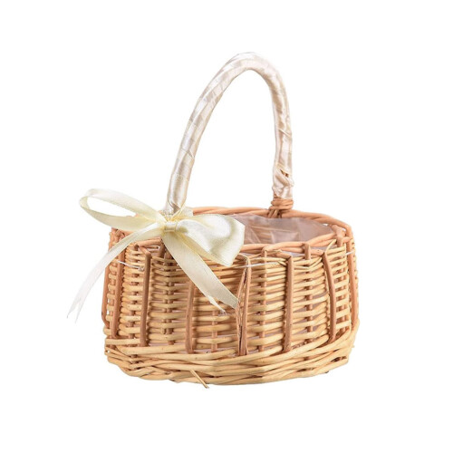 Panier de mariage en rotin avec anse – Blanc