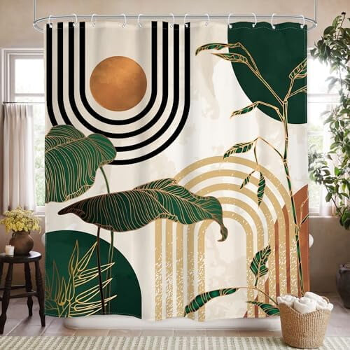 Grönt Boho Duschdraperi 60x72 tum Polyester