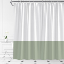 Boho-Duschvorhang, salbeiweißer, strukturierter Stoff, 72 x 84 Zoll