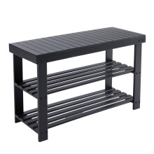 Banc Ă chaussures Ă 3 niveaux en bambou EDX 11,3 x 27,6 x 17,8 pouces