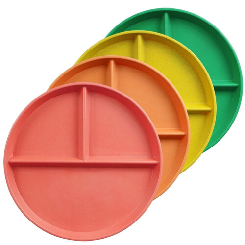 Assiettes plates compartimentées de 23 cm (paquet de 4)