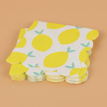 Serviettes en papier citron carrées de 25 cm, paquet de 16