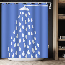 Rideau de douche en polyester bleu et blanc 183 x 183 cm avec 12