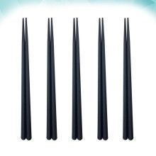 5 paires de baguettes en plastique noir de 22,3 cm