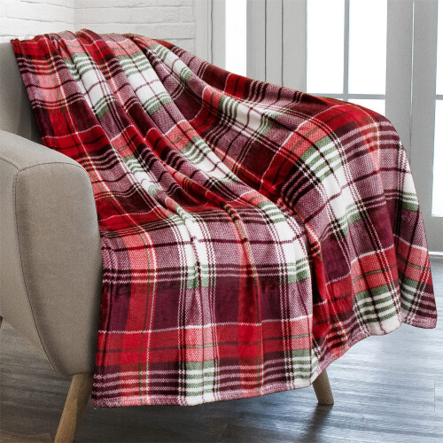 Christmas Flannel Blanket 70x100cm Red Polyester Throw