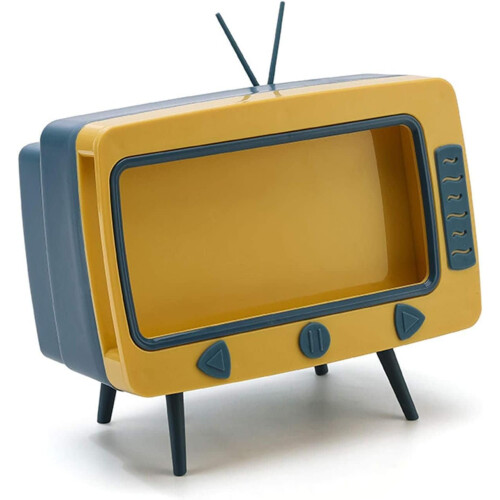 TV-formad näsduksask med telefonhållare
