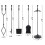 Ensemble de 5 outils de cheminée en fer forgé avec manches noirs 2