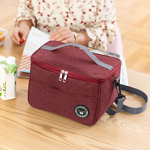 Rote, tragbare Lunchbox-Tasche mit Aluminiumfolienisolierung1 1