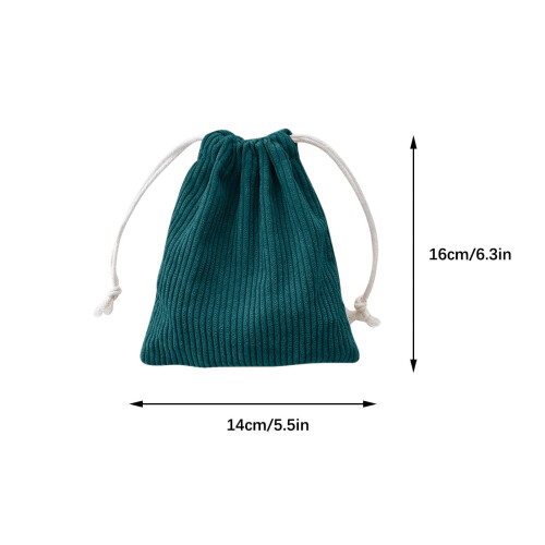 Corduroy storage bag with drawstring strap and pocket 1 1