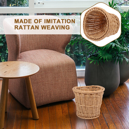 Beige kudottu rottinkiroskakori 20 cm 2